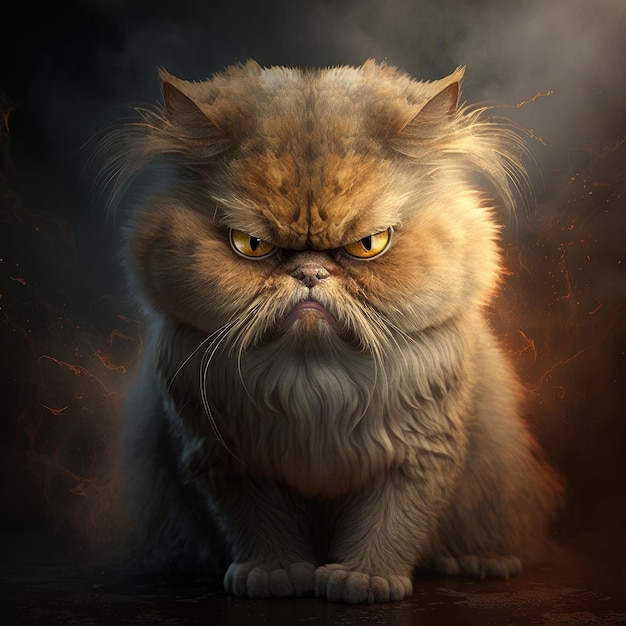 Premium AI Image  Colorful naturalistic angry cat Illustration AI  Generative