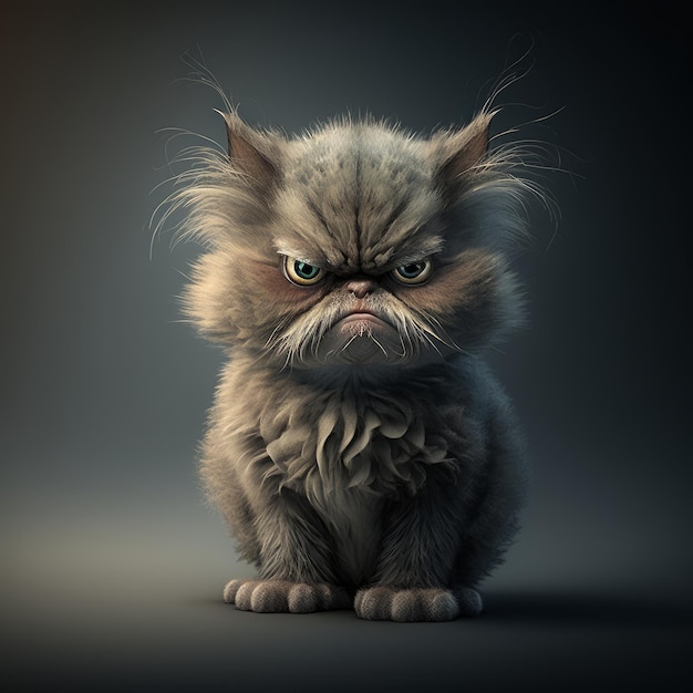 Colorful naturalistic angry cat Illustration AI Generative