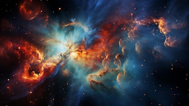 この画像には色とりどりの星雲が描かれています