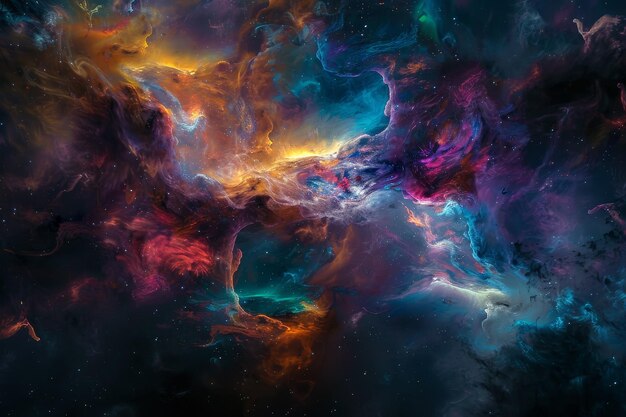 A colorful nebula with a blue and orange swirl