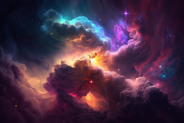 colorful nebula with a cloud in the center background