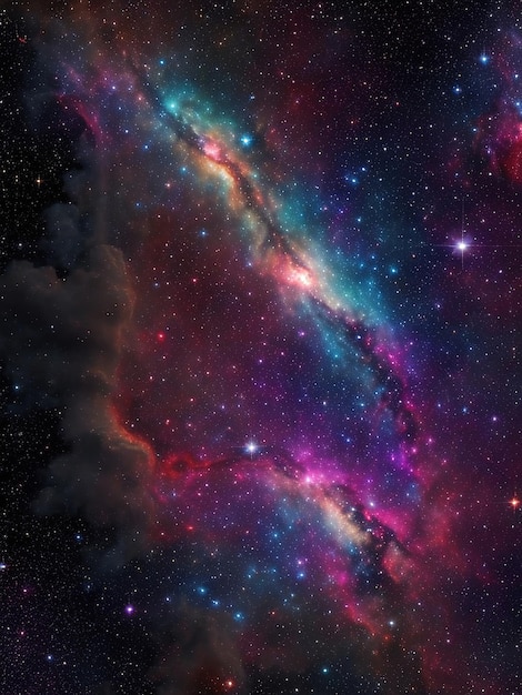 Colorful nebula with stars