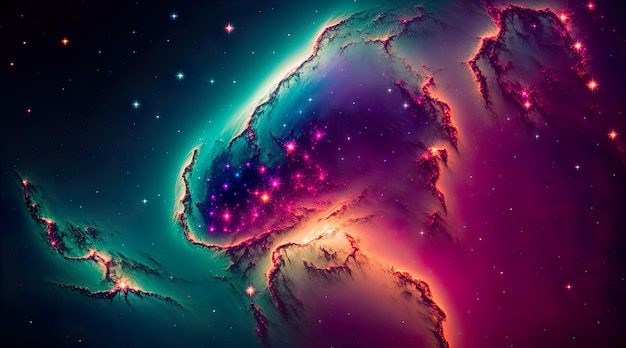 Colorful nebular galax Generative AI