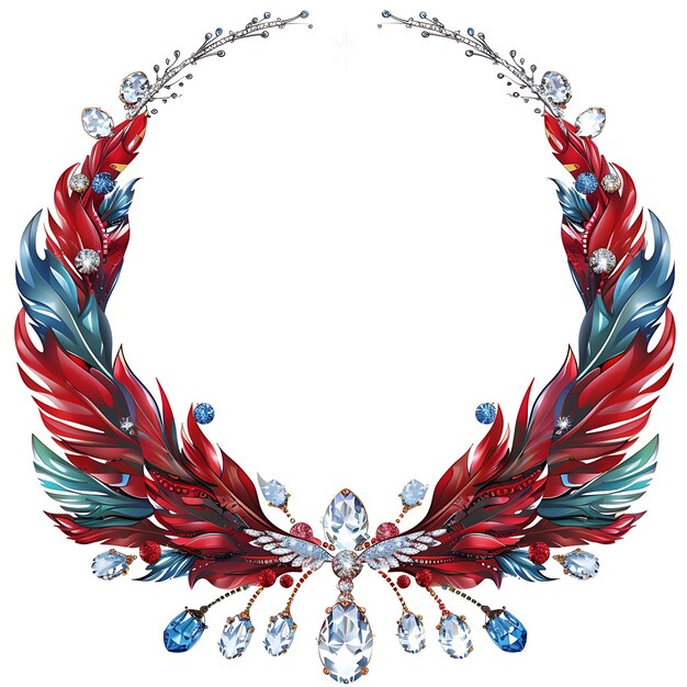 a colorful necklace with a red and blue design on it