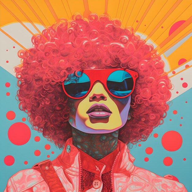 Photo colorful neo pop art of woman