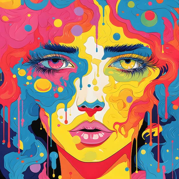 Colorful Neo Pop art of woman