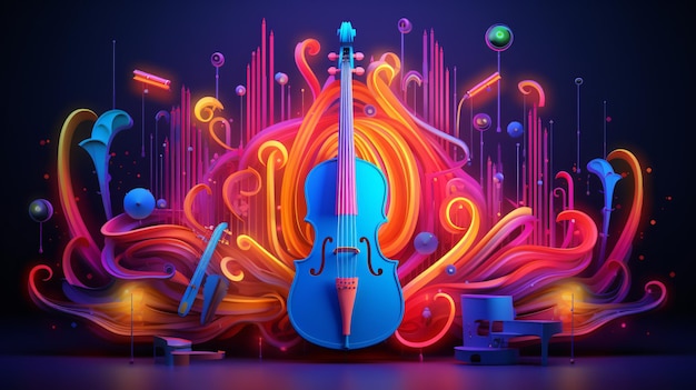 Colorful neon background musical style theme abstract background