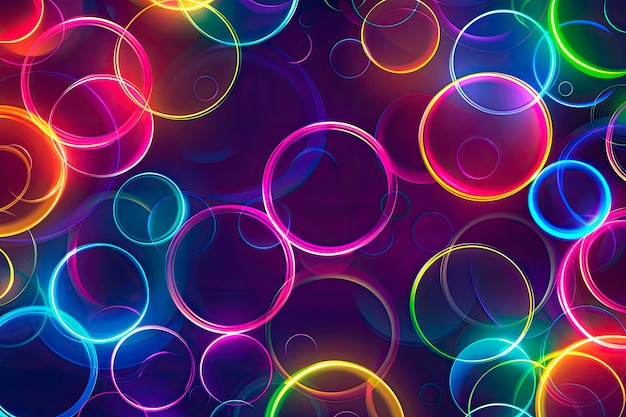 Colorful neon circles background