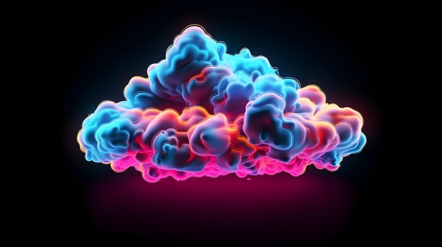 colorful neon cloud isolated on black background