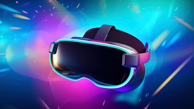 A colorful neon - colored vr headset with the word vr on it.