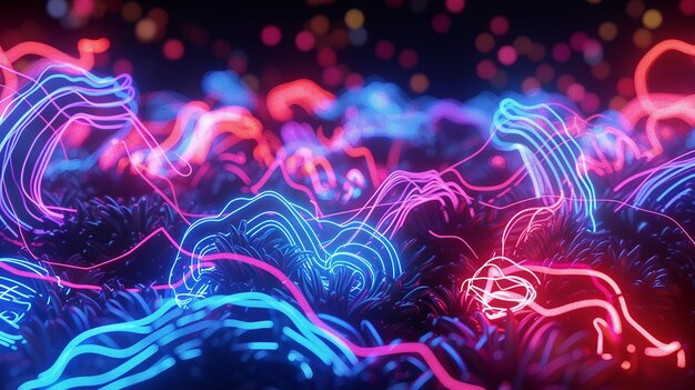 Colorful neon doodles professional rtx on 120 fps