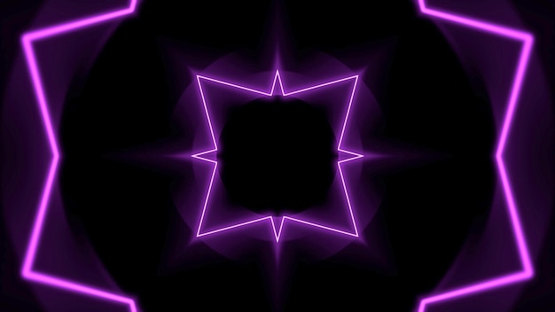 Colorful neon geometric shape in space