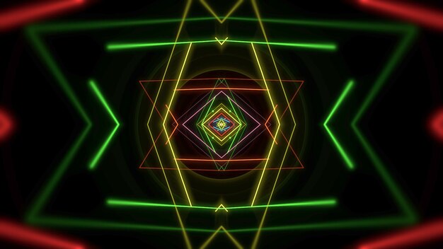 Colorful neon geometric shape in space