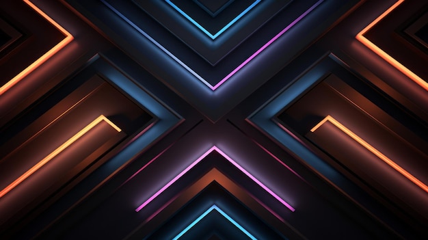 Photo colorful neon light background dark gray and light bronze bold lines geometric shapes