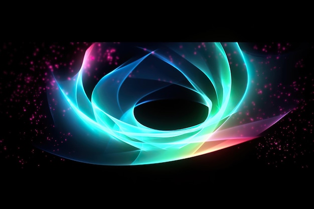 colorful neon light circular wave generative ai