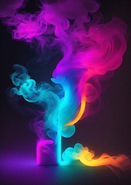 colorful neon light and smoke effect