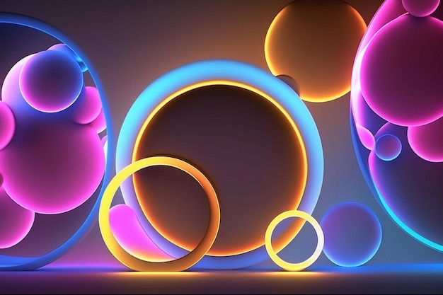 A colorful neon light with a blue circle that says'neon'on it