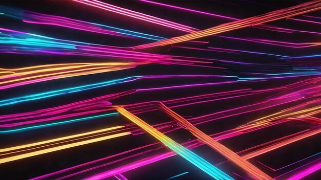 Colorful neon lines abstract background elegant and luxury dynamic club style 3d illustration