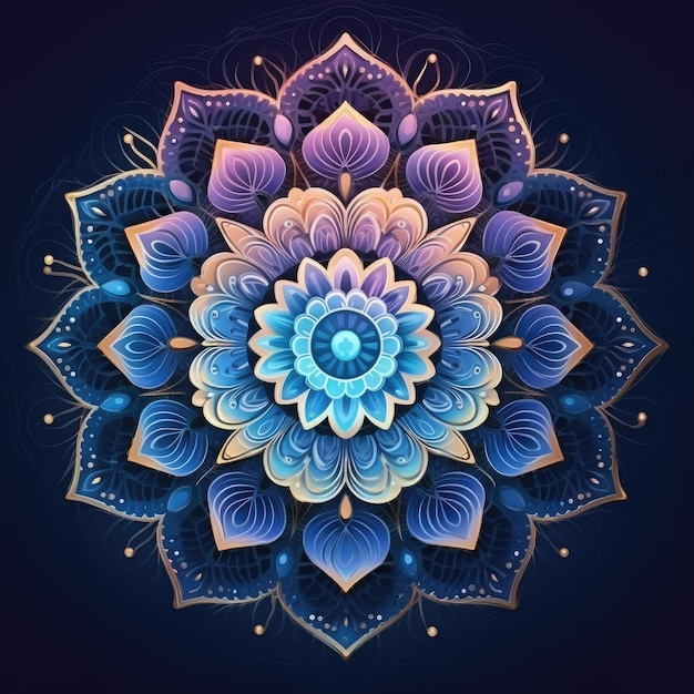 Colorful neon mandala illustration background