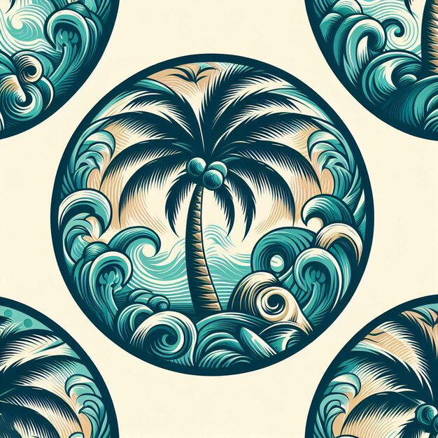 Colorful neon palmtree leaves pattern texture seamless vector art tropical caribbean exotic icon pic