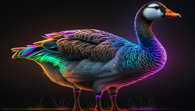 Colorful neon tie dye goose duck ai midjourney illustration