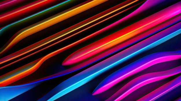 Photo colorful neon wavy light futuristic technology line abstract banner background generative ai