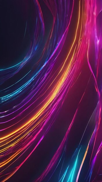 Colorful neon wavy light futuristic technology line abstract banner background generative ai
