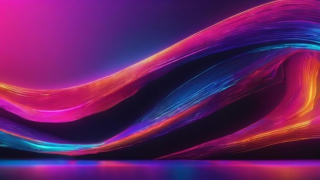 Colorful neon wavy light futuristic technology line abstract banner background generative ai