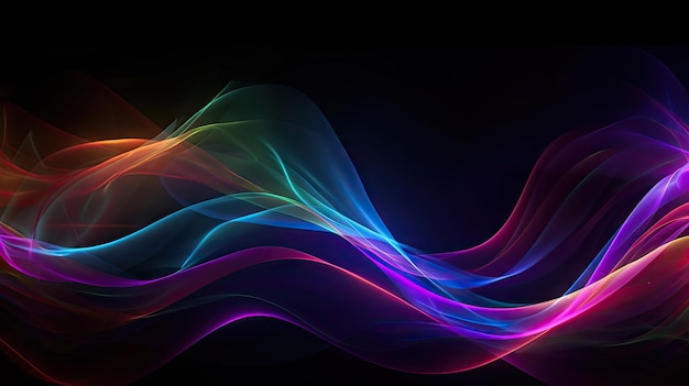 Colorful neon wavy ribbons spectrum light