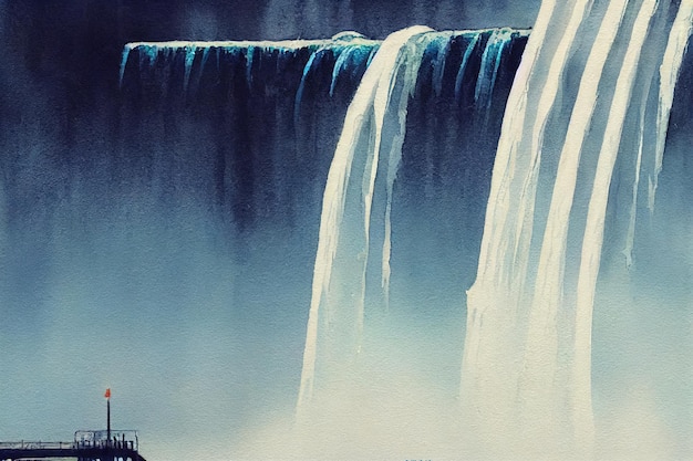 Colorful Niagara Falls Canada Beautiful photorealistic paintings