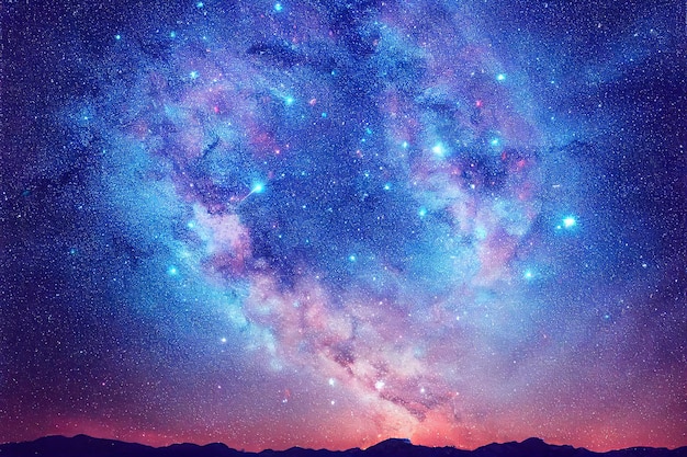 カラフルな夜空空間。宇宙の星雲と銀河。天文学の概念の背景。