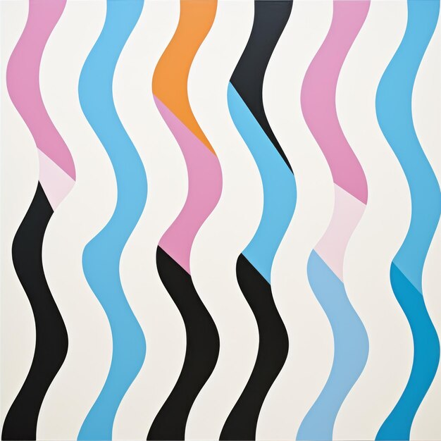 Photo colorful nostalgic minimalism a vibrant painting of wavy lines and shapes