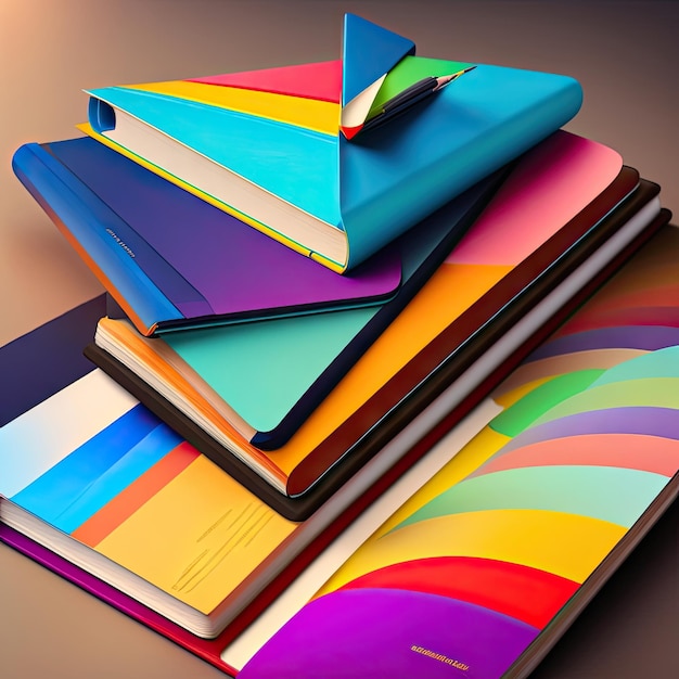 Colorful notebooks and paper planes