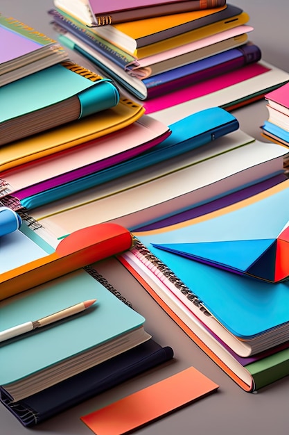 Colorful notebooks and paper planes