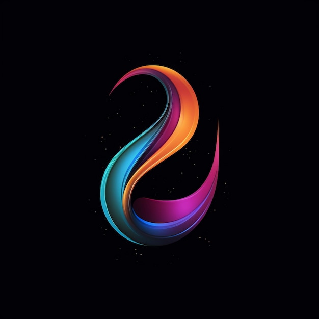 a colorful number 2 is painted on a black background.