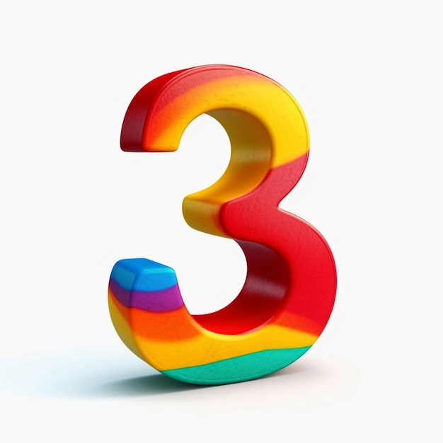 A colorful number 3 with a white background
