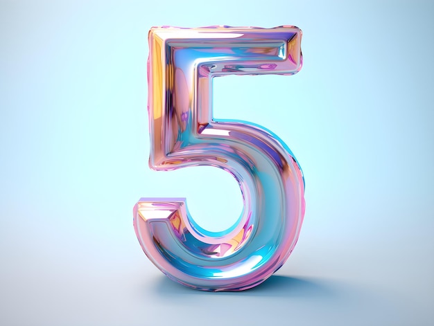 A colorful number 5 with a blue background.