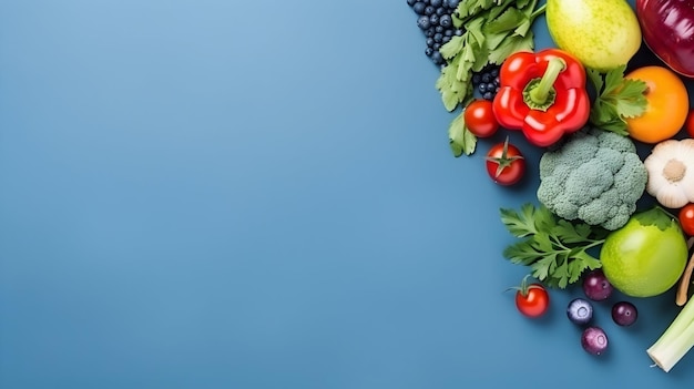 Colorful Nutrition Display on Blue Table