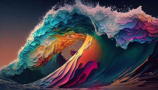 Colorful ocean waves abstact backgroundGenerative AI