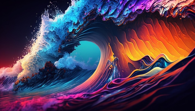 Colorful ocean waves abstact backgroundGenerative AI