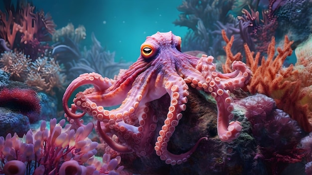 A Colorful octopus In The Ocean