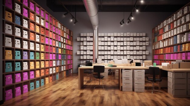 Photo colorful office with filing boxes for kohl039s venture