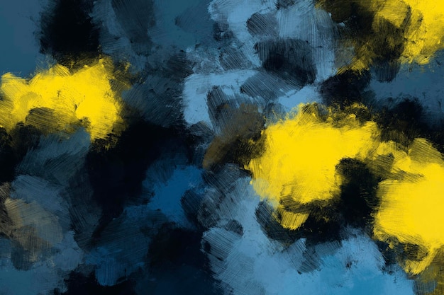 다채로운 오일 페인트 브러시 배경 파란색과 노란색 색상