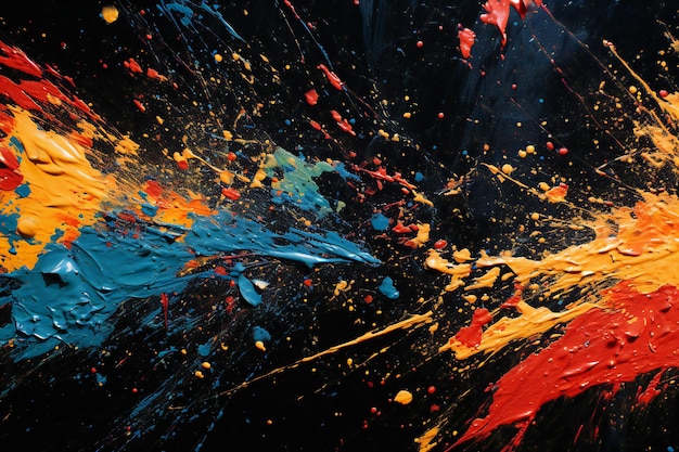 Colorful oil paint splashes on a black background Abstract background