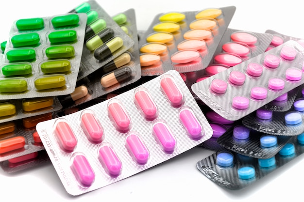 Colorful oral medicine dosage form in strips.