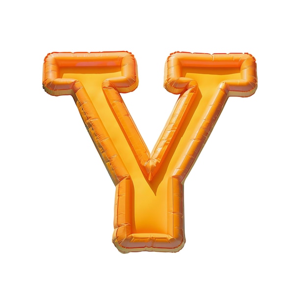 Photo colorful orange air mattress in the shape of the letter y