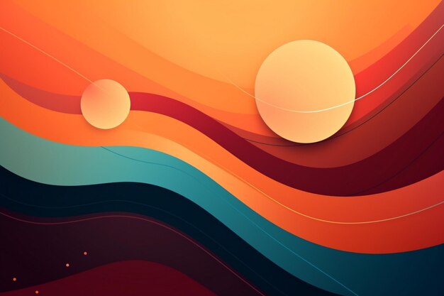 colorful orange and blue circles are on a colorful background.