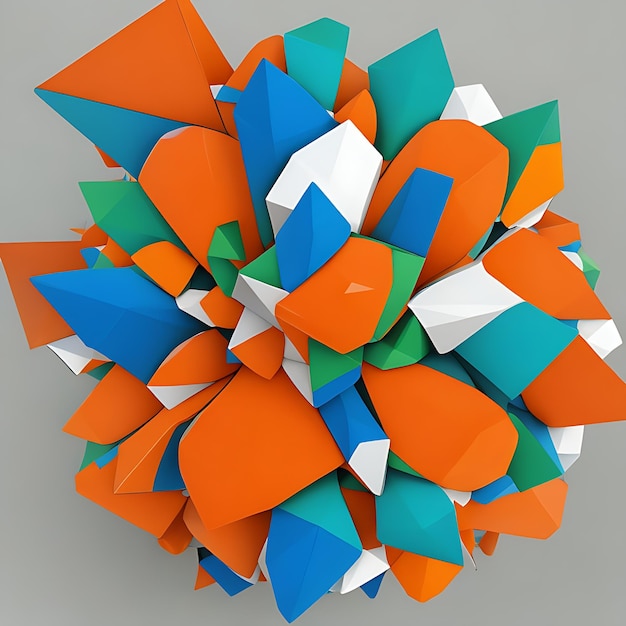 Colorful orange blue green and white colors lowpoly abstract background ai generated