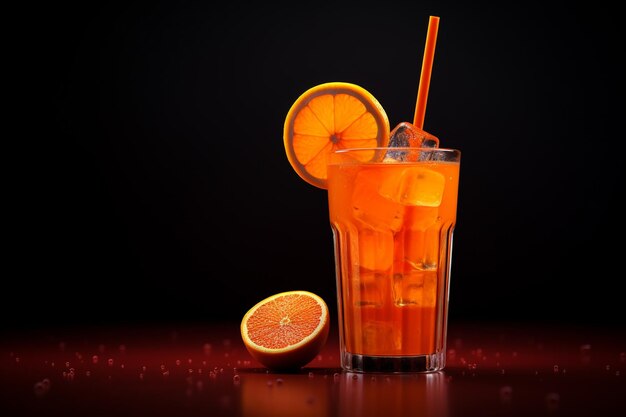 Colorful orange juice in glass