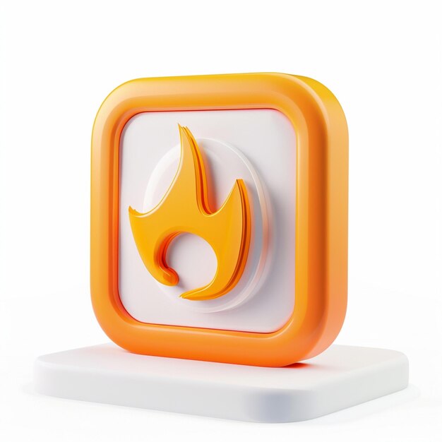 Photo a colorful orange sign with a flame inside of it